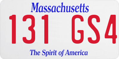 MA license plate 131GS4