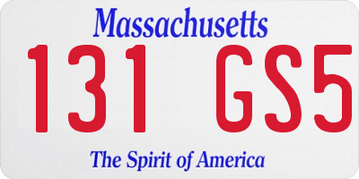 MA license plate 131GS5