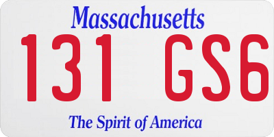 MA license plate 131GS6