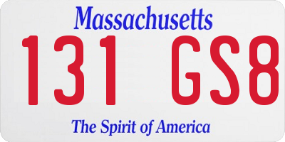 MA license plate 131GS8