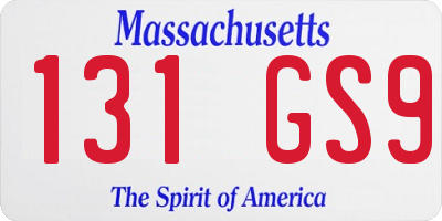 MA license plate 131GS9