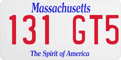 MA license plate 131GT5