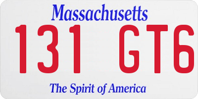 MA license plate 131GT6