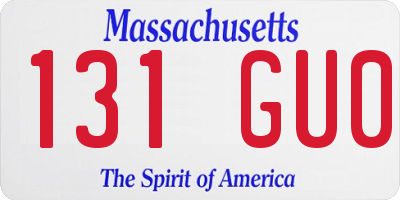 MA license plate 131GU0