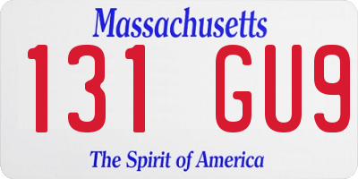 MA license plate 131GU9