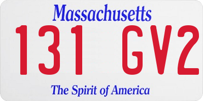 MA license plate 131GV2
