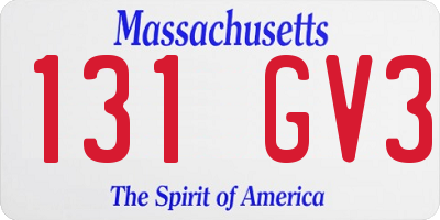 MA license plate 131GV3