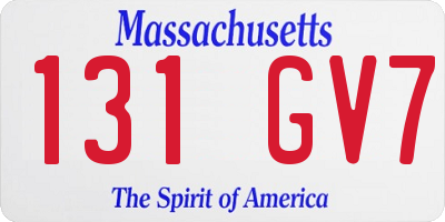 MA license plate 131GV7