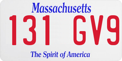 MA license plate 131GV9