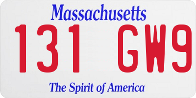 MA license plate 131GW9