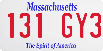 MA license plate 131GY3