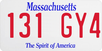 MA license plate 131GY4