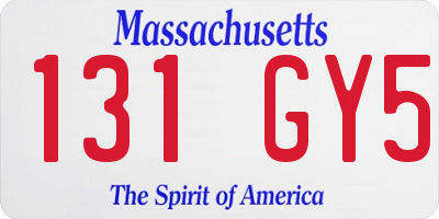 MA license plate 131GY5