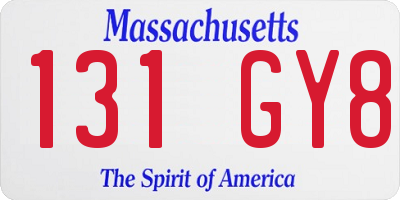 MA license plate 131GY8