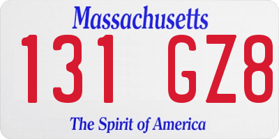 MA license plate 131GZ8