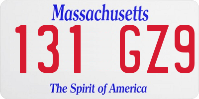 MA license plate 131GZ9