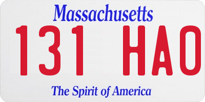 MA license plate 131HA0