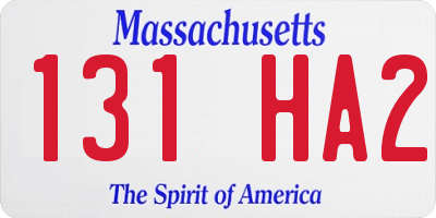 MA license plate 131HA2