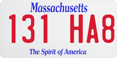 MA license plate 131HA8