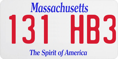 MA license plate 131HB3