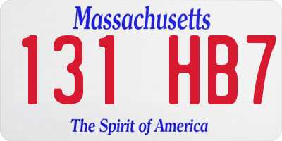 MA license plate 131HB7