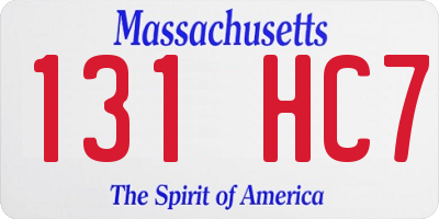 MA license plate 131HC7