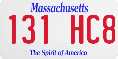 MA license plate 131HC8