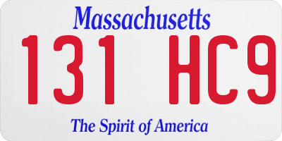 MA license plate 131HC9