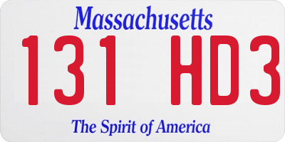 MA license plate 131HD3