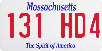 MA license plate 131HD4