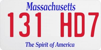 MA license plate 131HD7