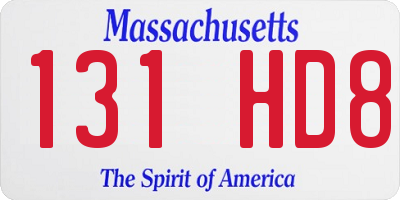 MA license plate 131HD8