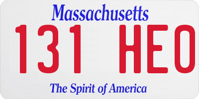 MA license plate 131HE0