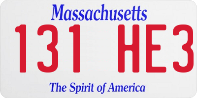 MA license plate 131HE3