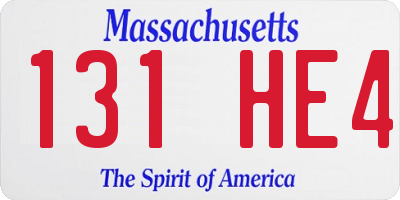 MA license plate 131HE4