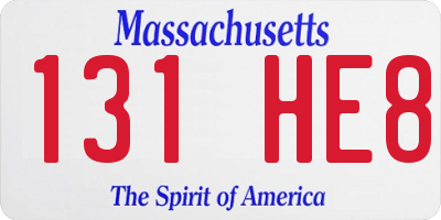 MA license plate 131HE8