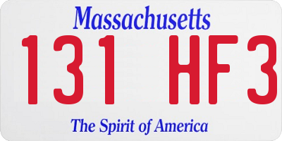 MA license plate 131HF3