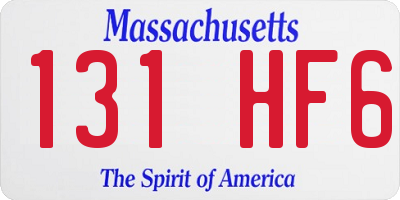 MA license plate 131HF6