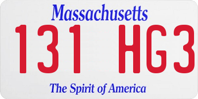 MA license plate 131HG3