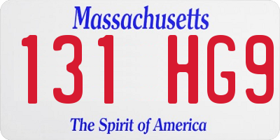 MA license plate 131HG9