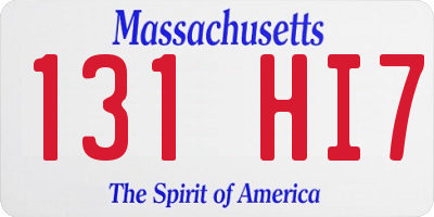 MA license plate 131HI7