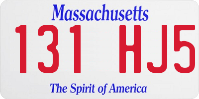 MA license plate 131HJ5