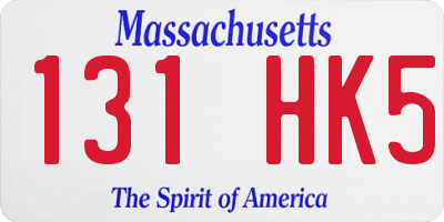 MA license plate 131HK5