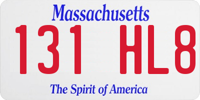 MA license plate 131HL8
