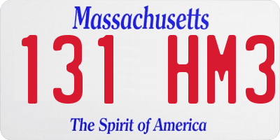 MA license plate 131HM3