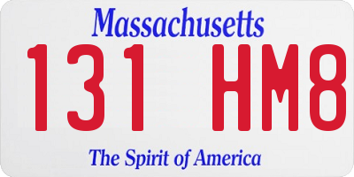 MA license plate 131HM8