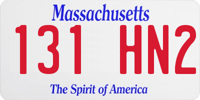 MA license plate 131HN2