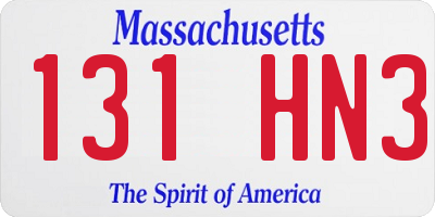 MA license plate 131HN3