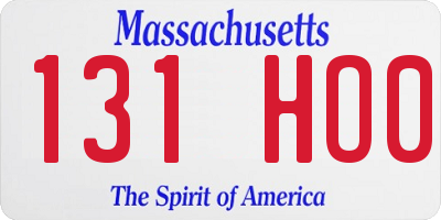 MA license plate 131HO0