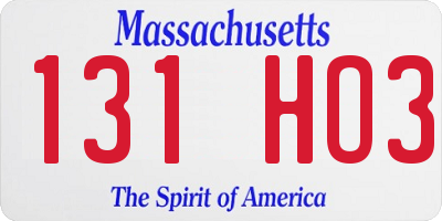 MA license plate 131HO3